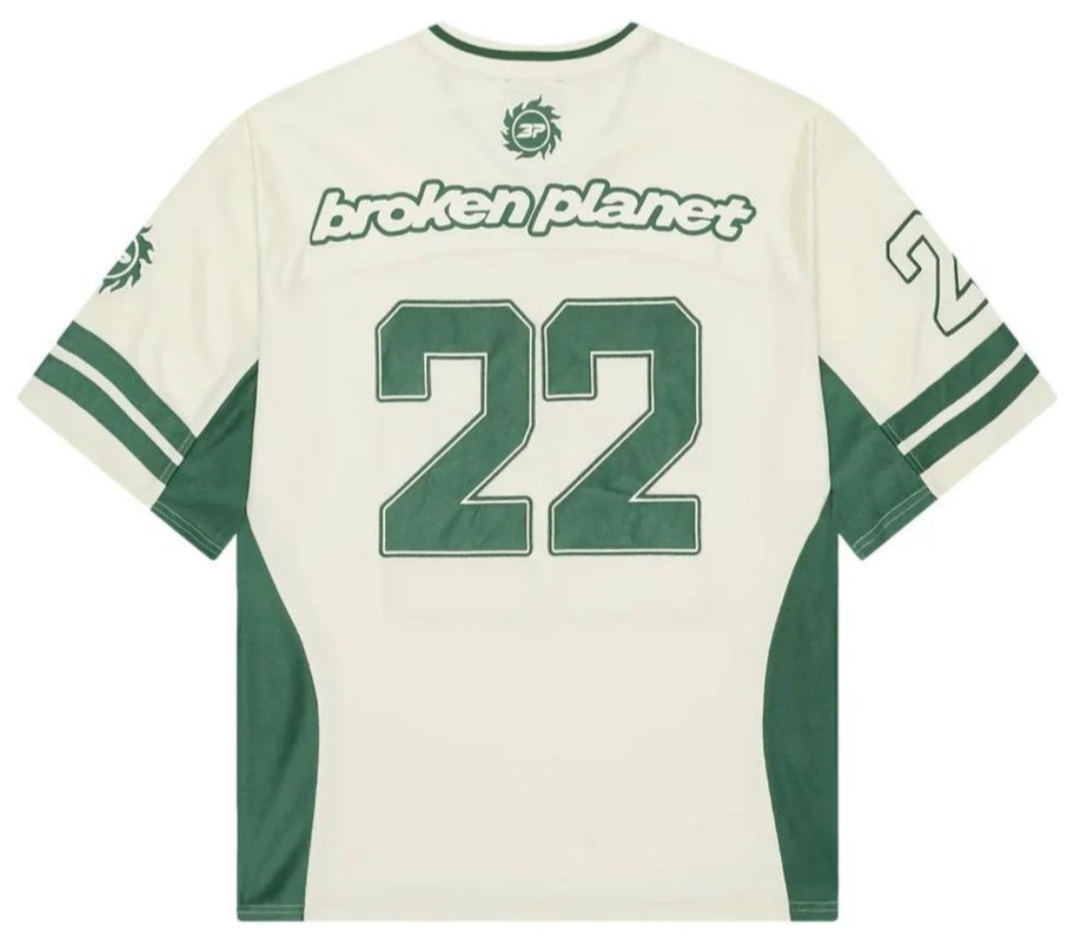 Broken Planet Market Football Jersey Green/Cream